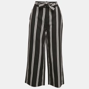 Maje Black Striped Gabardine Belted Wide-Leg Pants S, Clothing - Luxury Closet catalog
