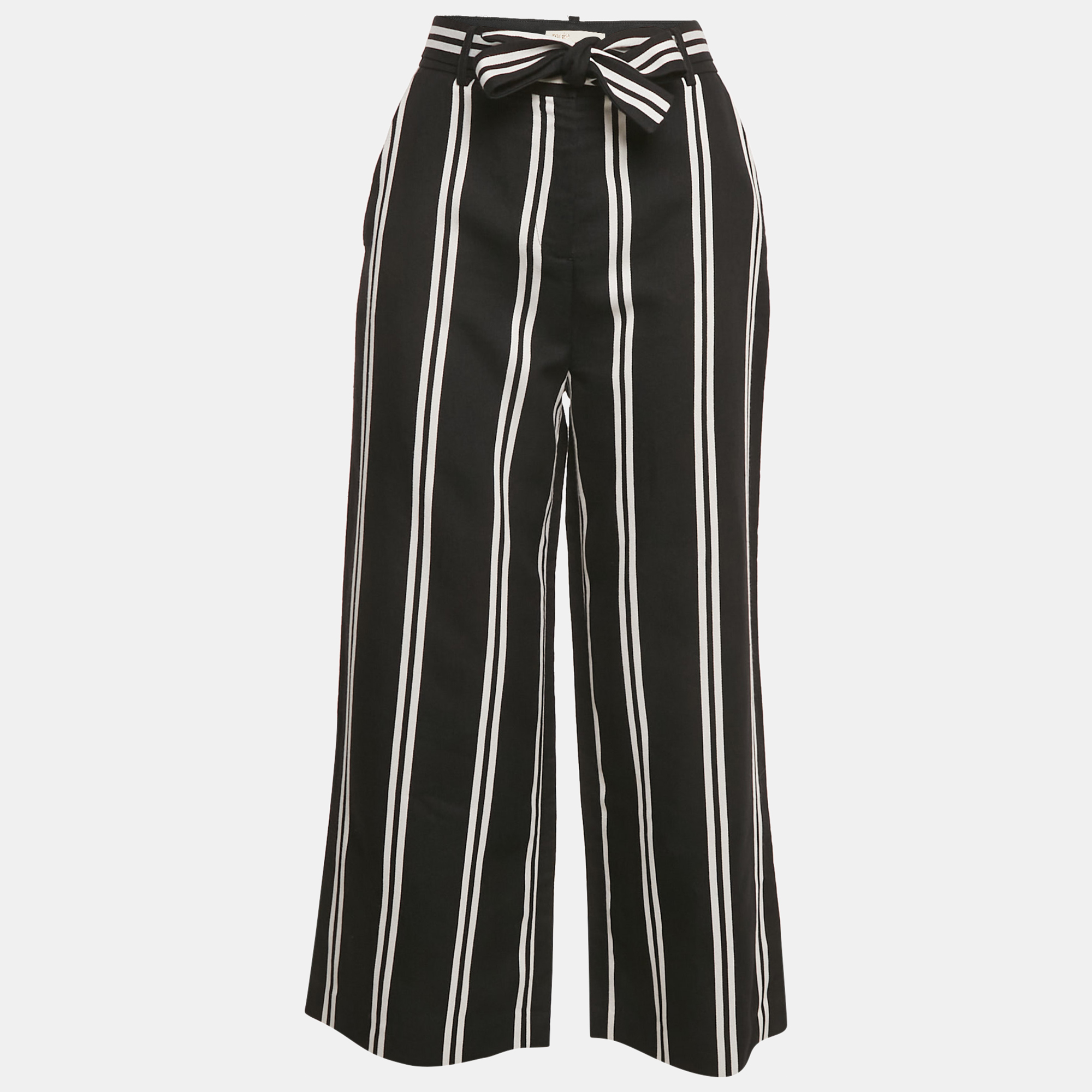 Maje Black Striped Gabardine Belted Wide-Leg Pants S, Clothing - Luxury Closet catalog