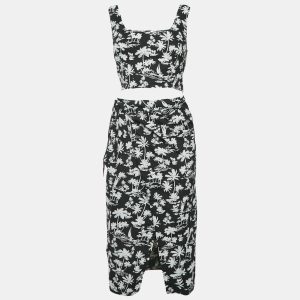 Maje Black Printed Cotton Top and Wrap Skirt Set M/S, Suits - Luxury Closet catalog