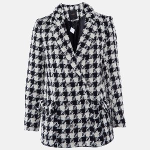 Maje Black/White Houndstooth Tweed Double Breasted Jacket M, Coats & Jackets - Luxury Closet catalog