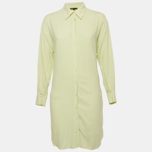 Maje Lime Green Crepe Button Front Layered Mini Dress S, Dresses - Luxury Closet catalog