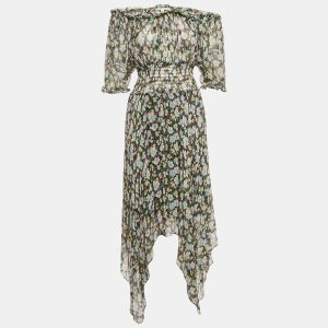 Maje Multicolor Floral Print Chiffon Handkerchief Hem Midi Dress M, Dresses - Luxury Closet catalog