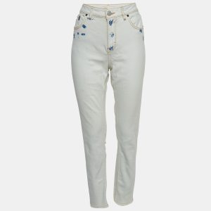 Maje White Denim Raw Edge Detail Jeans S Waist 30'', Jeans - Luxury Closet catalog