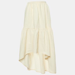 Maje Cream Textured Cotton Asymmetrical Skirt M, Skirts - Luxury Closet catalog
