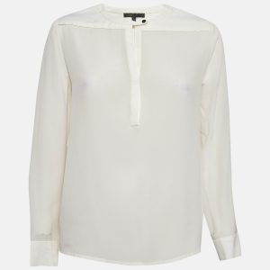 Maje Cream Silk Long Sleeve Blouse S, Shirts & Tops - Luxury Closet catalog