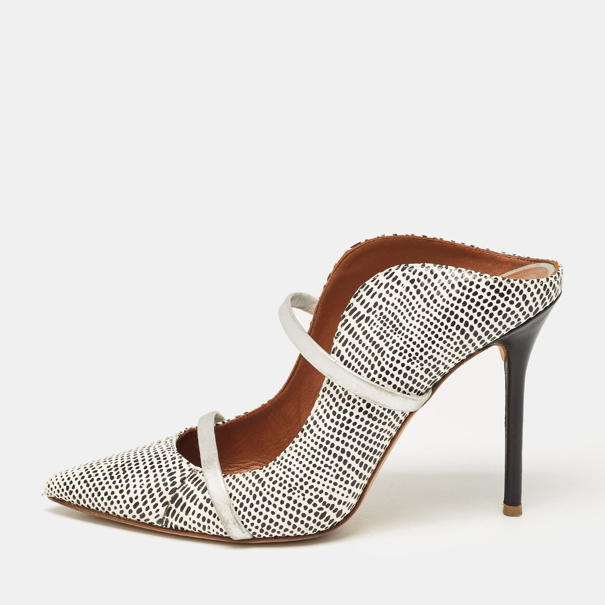 Malone Souliers White/Black Snakeskin Leather Maureen Mules Size 39, Sandals - Luxury Closet catalog