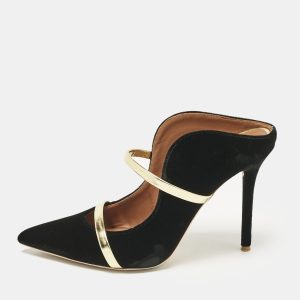 Malone Souliers Black/Gold Velvet and Leather Maureen Mules Size 38, Sandals - Luxury Closet catalog