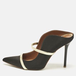 Malone Souliers Black/Gold Satin and Leather Maureen Flat Mules Size 38, Sandals - Luxury Closet catalog