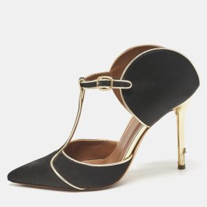 Malone Souliers Black/Gold Satin and Leather Imogen Sandals Size 37, Pumps - Luxury Closet catalog