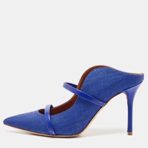 Malone Souliers Navy Blue Woven Raffia and Leather Maureen Mules Size 38, Sandals - Luxury Closet catalog