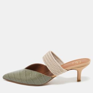 Malone Souliers Army Green Croc Embossed Leather Maisie Mules Size 37, Sandals - Luxury Closet catalog