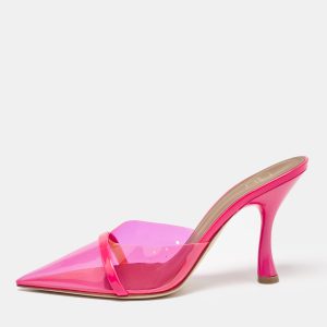 Malone Souliers Neon Pink Patent Leather and PVC Joella Heel Mules Size 37.5, Sandals - Luxury Closet catalog