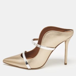 Malone Souliers Gold/Silver Leather Maureen Pointed Toe Mule Size 39.5, Sandals - Luxury Closet catalog