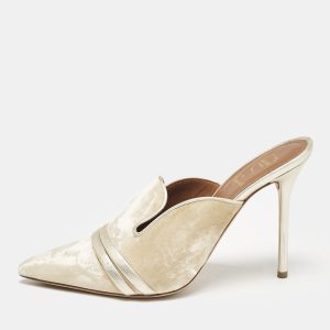 Malone Souliers Beige/Gold Velvet Hayley Pointed Toe Mules Size 39, Sandals - Luxury Closet catalog