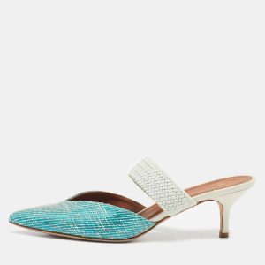 Malone Souliers Blue Woven Raffia and Fabric Maisie Heel Mules Size 39.5, Sandals - Luxury Closet catalog