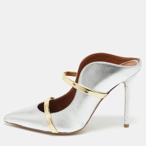 Malone Souliers Silver/Gold Leather Maureen Pointed Toe Mules Size 35.5, Sandals - Luxury Closet catalog