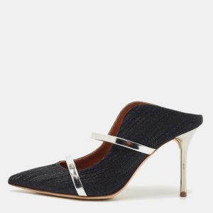 Malone Souliers Navy Blue Lurex Fabric Maureen Heel Mules Size 37, Sandals - Luxury Closet catalog