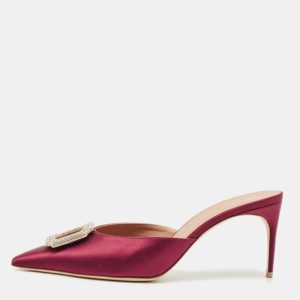 Malone Souliers Burgundy Satin Mona 70 Crystal Embellished Mules Size 41, Sandals - Luxury Closet catalog