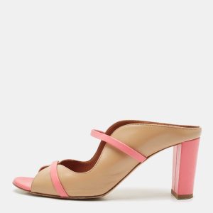 Malone Souliers Beige/Pink Leather Open Toe Norah Block Heel Mules Size 38, Sandals - Luxury Closet catalog