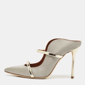Malone Souliers Grey Satin Maureen Heel Mules Size 39, Sandals - Luxury Closet catalog