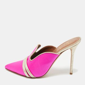 Malone Souliers Pink/Gold Leather and Satin Mule Sandals Size 39, Sandals - Luxury Closet catalog