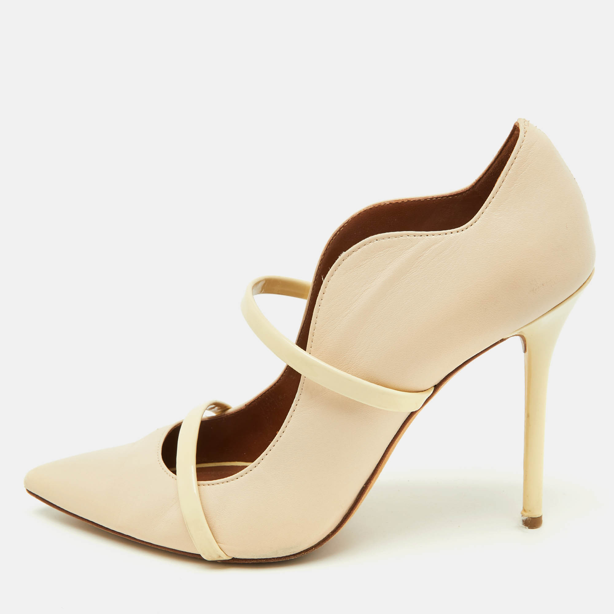Malone Souliers Cream Leather Maureen Pointed Toe Pumps Size 39.5, Pumps - Luxury Closet catalog