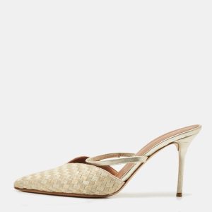 Malone Souliers Gold Leather and Woven Fabric Marla Mules Size 41, Sandals - Luxury Closet catalog