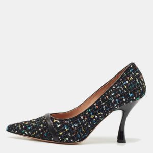 Malone Souliers Black Tweed and Leather Jhene Pointed Toe Pumps Size 38.5, Pumps - Luxury Closet catalog