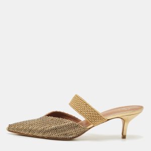 Malone Souliers Beige/Gold Straw and Woven Fabric Maisie Mules Size 41, Sandals - Luxury Closet catalog