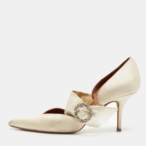 Malone Souliers White Satin Maite Pumps Size 39.5, Pumps - Luxury Closet catalog