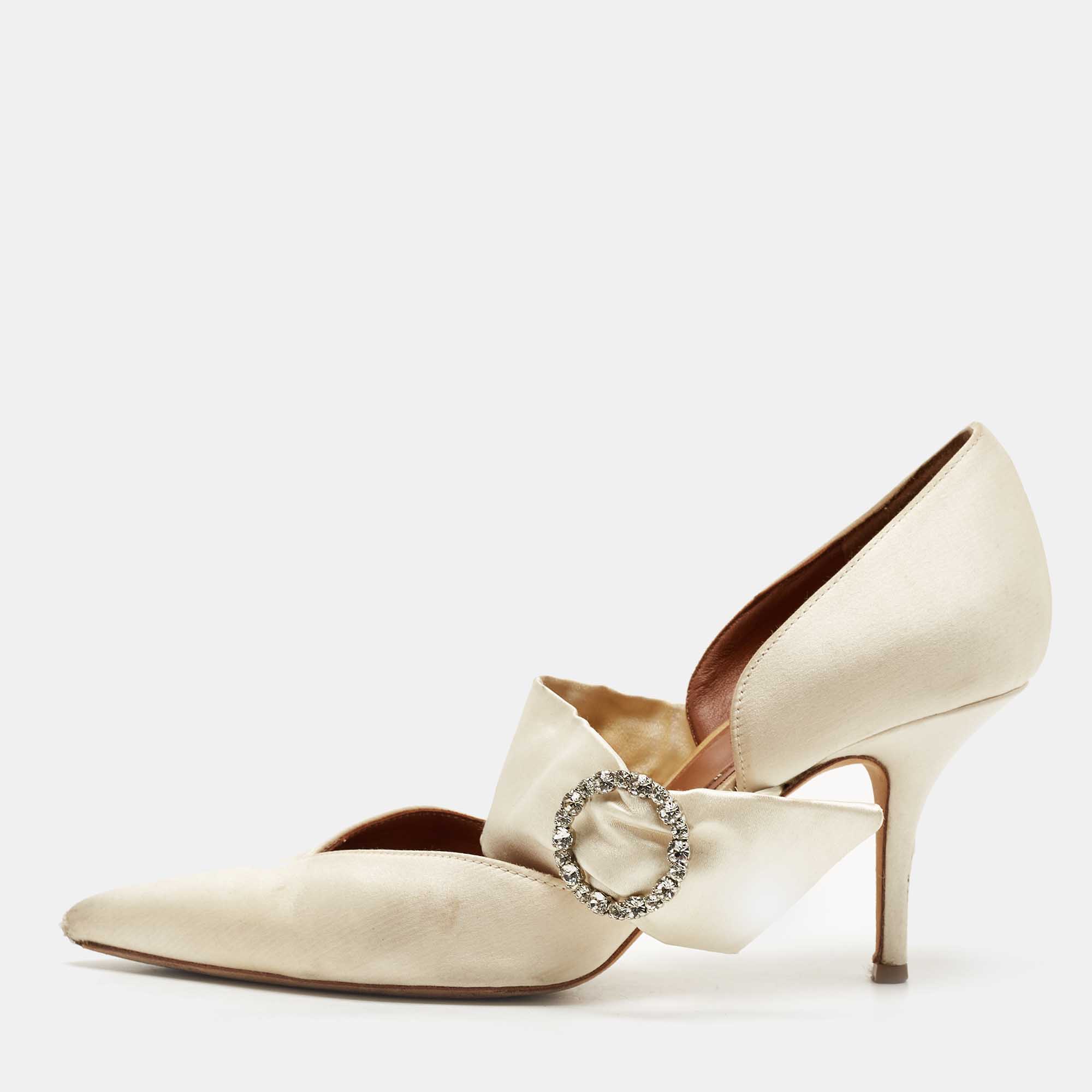 Malone Souliers White Satin Maite Pumps Size 39.5, Pumps - Luxury Closet catalog