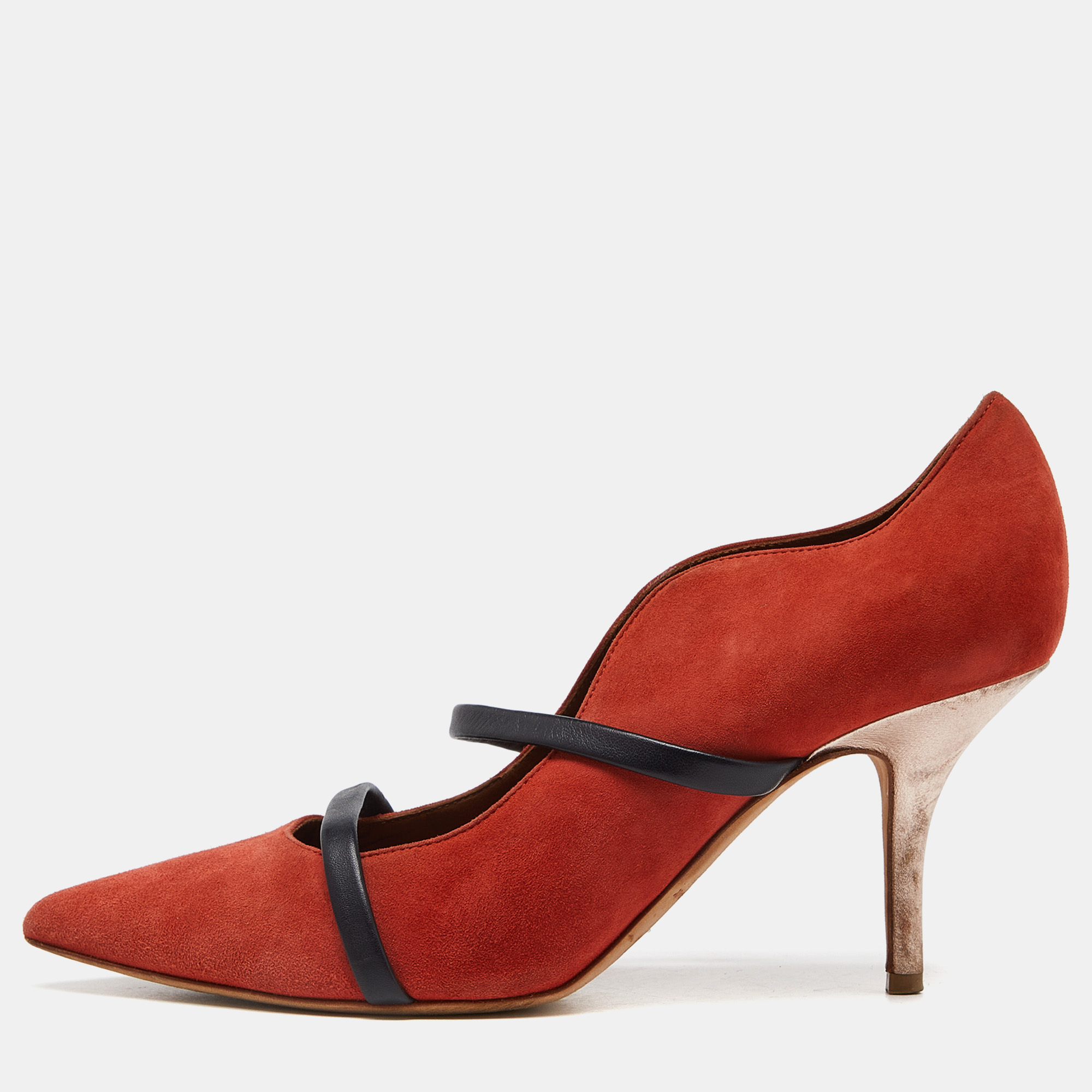 Malone Souliers Brick Moire Canvas and Leather Maureen Pumps Size 38, Pumps - Luxury Closet catalog