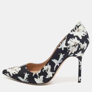 Manolo Blahnik Black/White Printed Floral Fabric BB Pumps Size 37, Pumps - Luxury Closet catalog