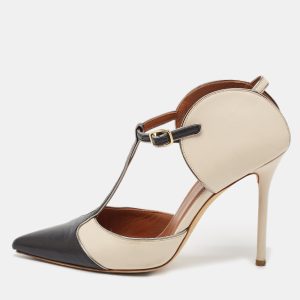 Manolo Blahnik Cream/Black Leather Assala 105 Pumps Size 38, Pumps - Luxury Closet catalog