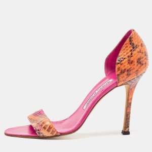 Manolo Blahnik Multicolor Python Leather Slide Sandals Size 38.5, Sandals - Luxury Closet catalog