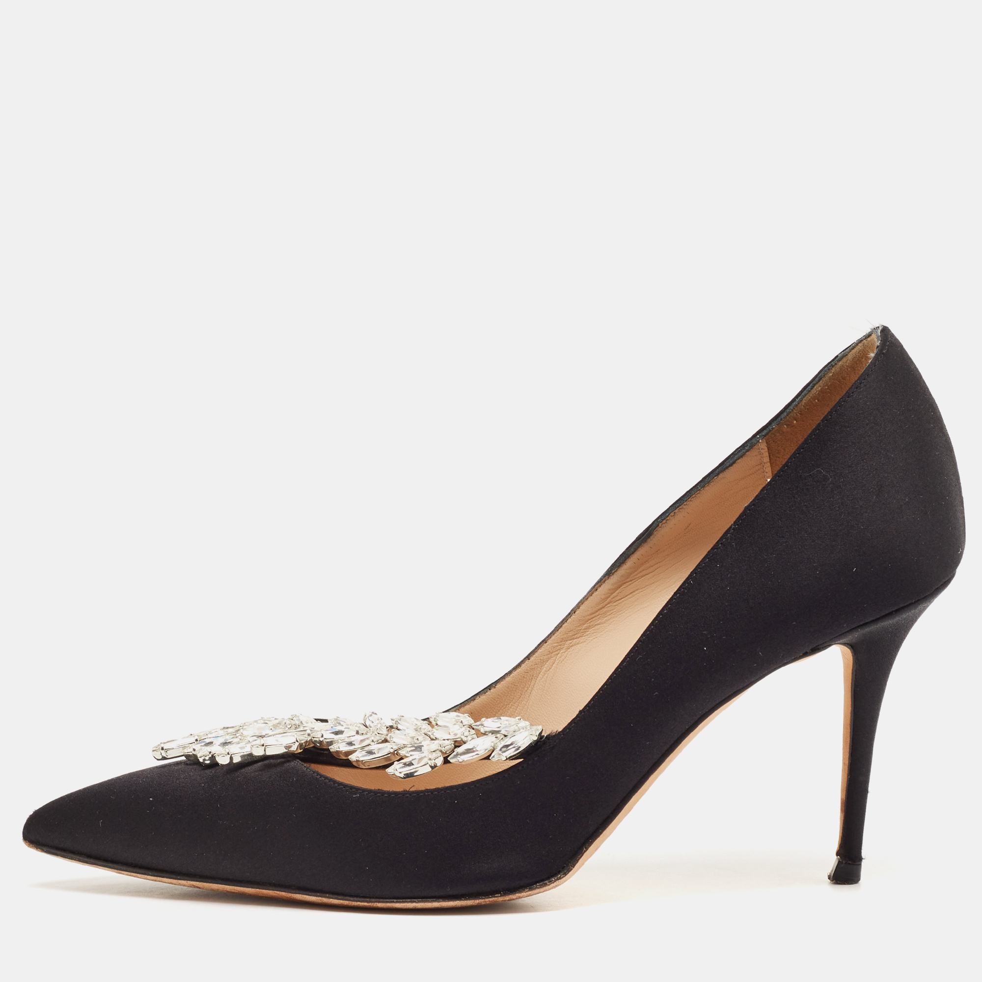 Manolo Blahnik Black Satin Nadira Pumps Size 37.5, Pumps - Luxury Closet catalog