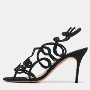 Manolo Blahnik Black Suede Slingback Sandals Size 37.5, Sandals - Luxury Closet catalog
