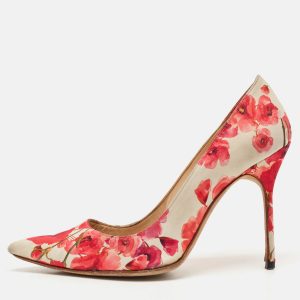 Manolo Blahnik Multicolor Floral Print Satin Pointed Toe Pumps Size 38.5, Pumps - Luxury Closet catalog