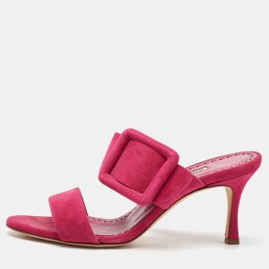 Manolo Blahnik Pink Suede Gable Slide Sandals Size 36, Sandals - Luxury Closet catalog