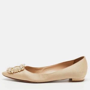 Manolo Blahnik Champange Satin Hangisi Ballet Flats Size 37, Flats - Luxury Closet catalog