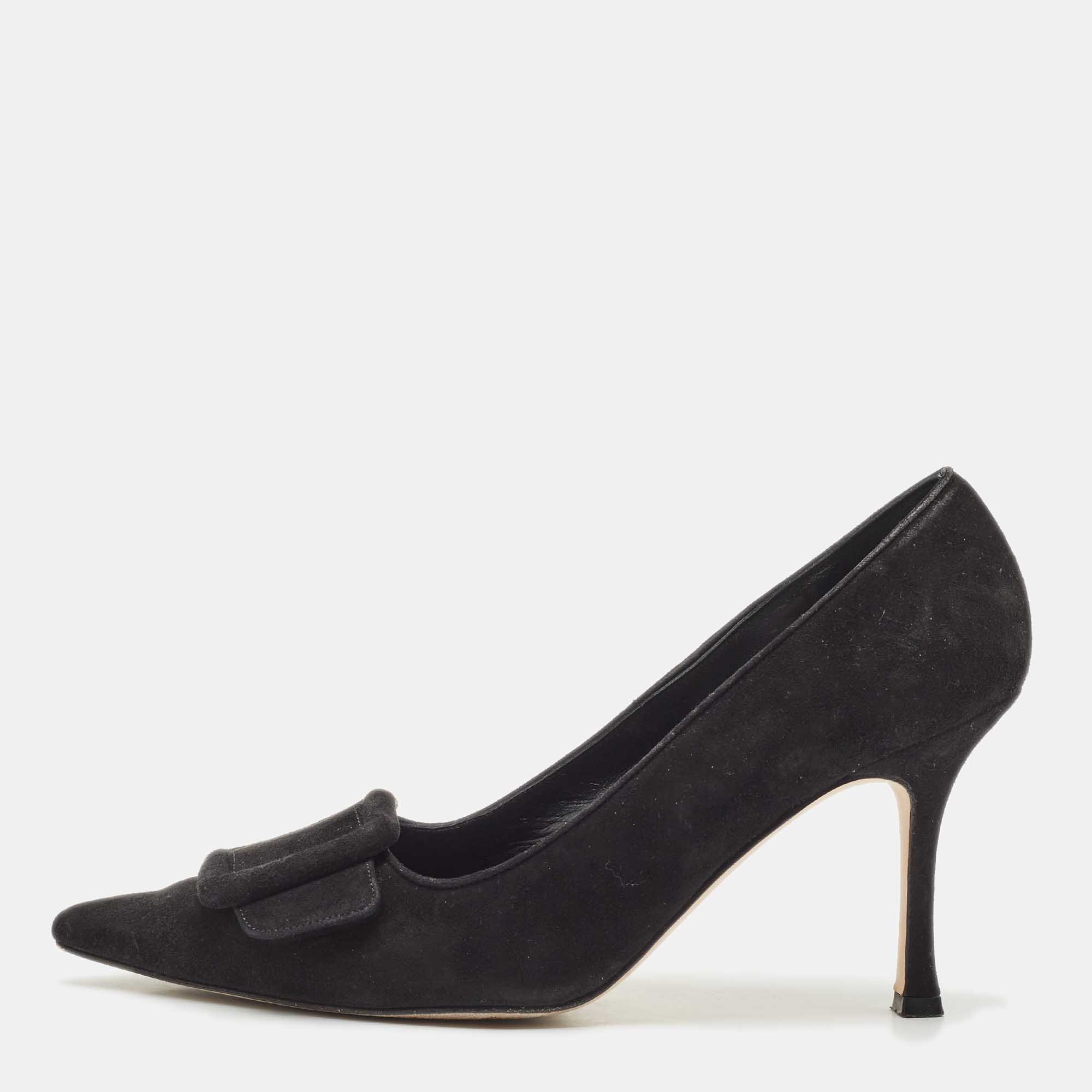 Manolo Blahnik Black Suede Maysale Pumps Size 37.5, Pumps - Luxury Closet catalog