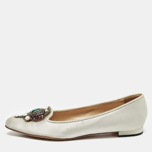 Manolo Blahnik Grey Satin Eufrasia Smoking Slippers Size 35, Flats - Luxury Closet catalog
