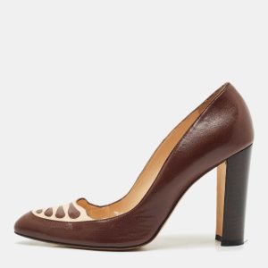 Manolo Blahnik Brown Leather Round Toe Pumps Size 38.5, Pumps - Luxury Closet catalog