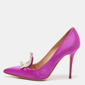 Manolo Blahnik Fuschia Satin Crystal Embellished Borlak Pumps Size 36, Pumps - Luxury Closet catalog