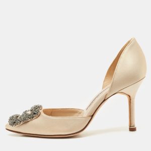 Manolo Blahnik Beige Satin Hangisido D'orsay Pumps Size 34, Pumps - Luxury Closet catalog