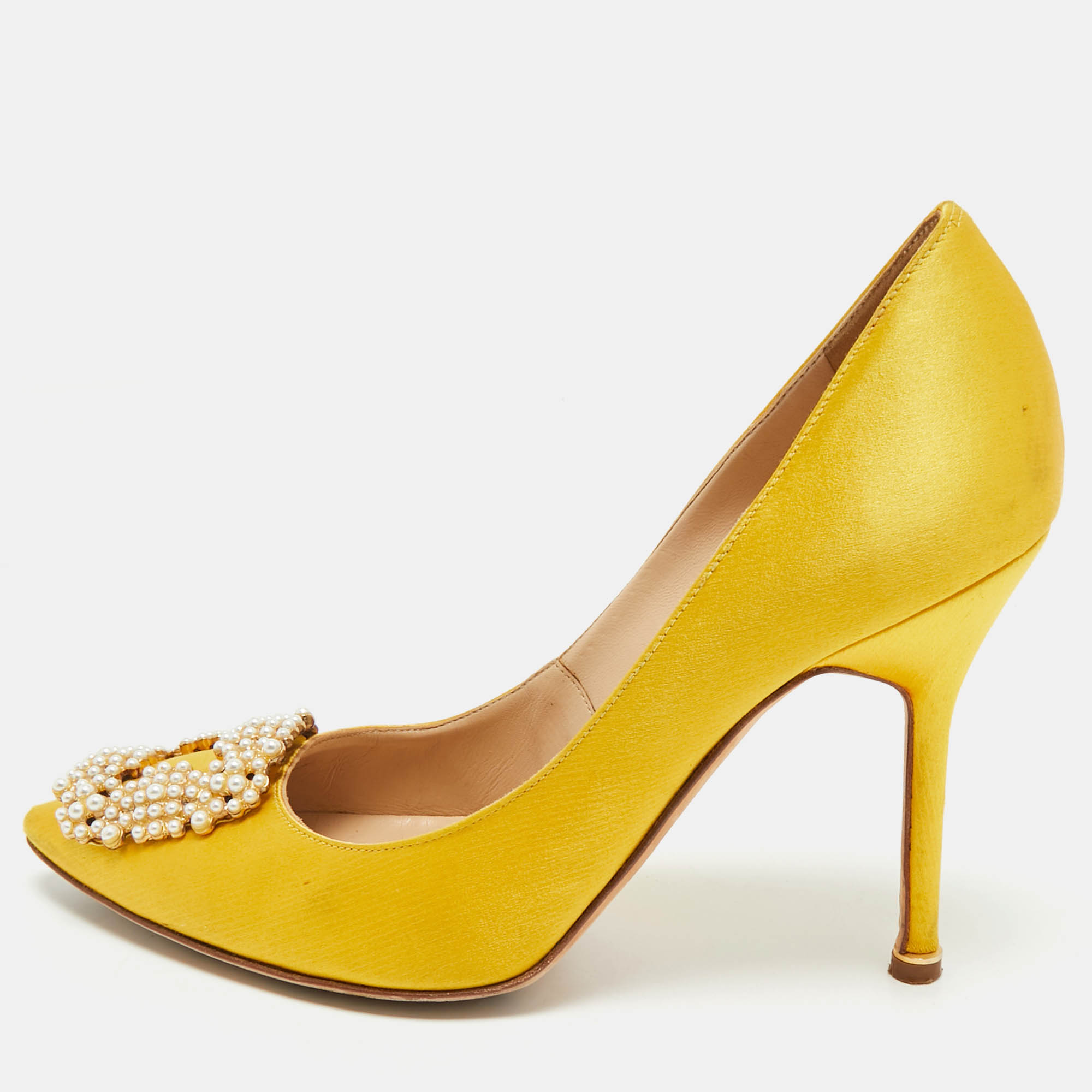 Manolo Blahnik Yellow Satin Hangisi Pumps Size 38, Pumps - Luxury Closet catalog
