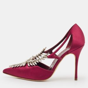 Manolo Blahnik Burgundy Satin Lala Pumps Size 38.5, Pumps - Luxury Closet catalog