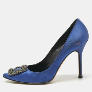 Manolo Blahnik Navy Blue Satin Hangisi Pumps Size 38, Pumps - Luxury Closet catalog