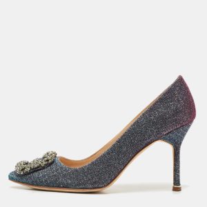 Manolo Blahnik Multicolor Glitter Fabric Hangisi Pumps Size 37, Pumps - Luxury Closet catalog