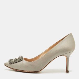 Manolo Blahnik Grey Satin Hangisi Pumps Size 40, Pumps - Luxury Closet catalog